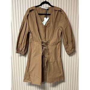 Simona Corsellini Tie Waist Short Dress Brown Size EU 42 / US 6